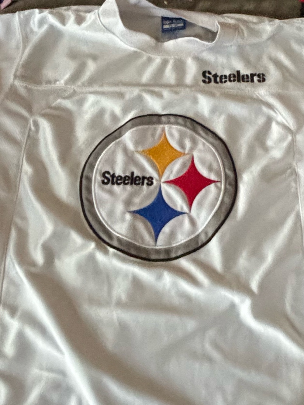 Kids White Short-Sleeve Team Logo Tee Size 14-16 Steelers